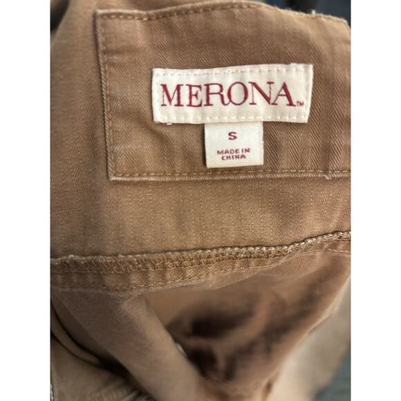 MERONA Zip & Snap Closure Drawstring Waist Brown Cargo Jacket Women's Size Small - Picture 5 of 5